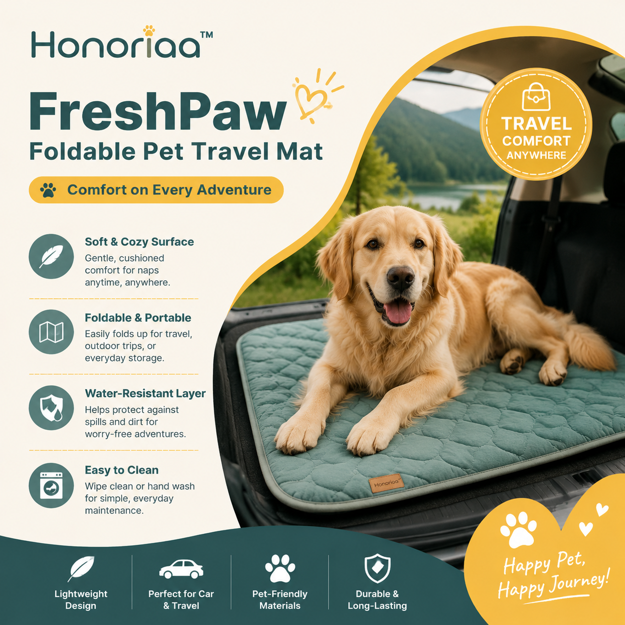Honoriaa™ FreshPaw Foldable Pet Travel Mat