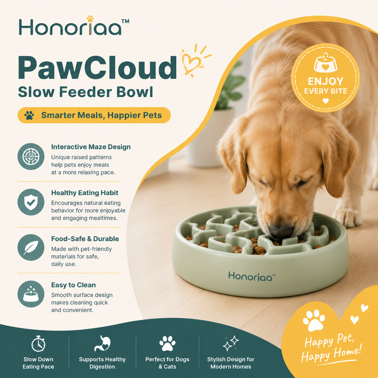 Honoriaa™ PawCloud Slow Feeder Bowl